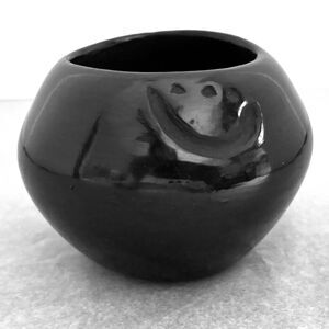 1974 Santa Clara Pueblo Blackware Pottery Pot Signed Lucero Bear Paw Vintage